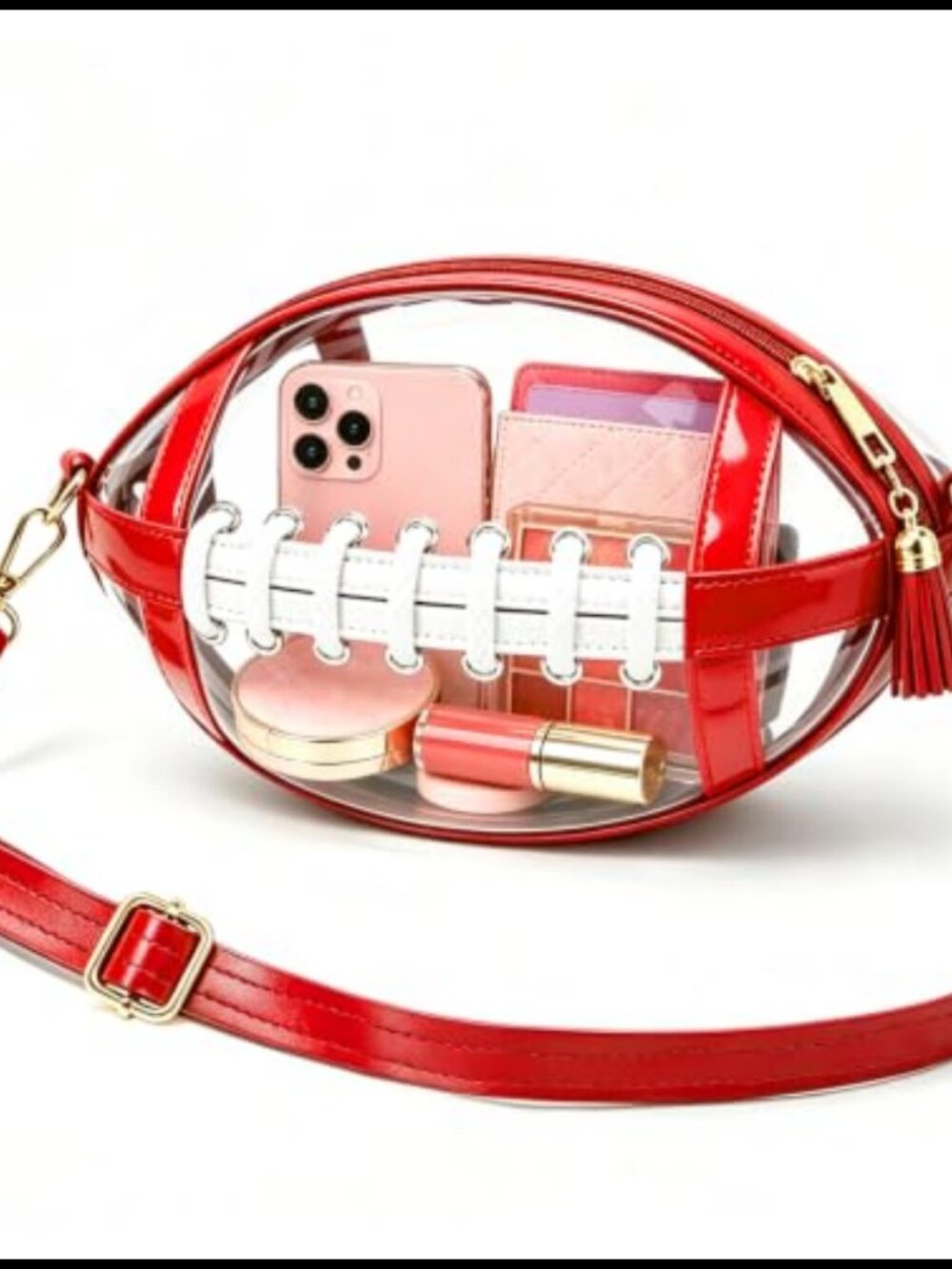 Clear Football Shaped Crossbody Purse Stadium Approved Transparent